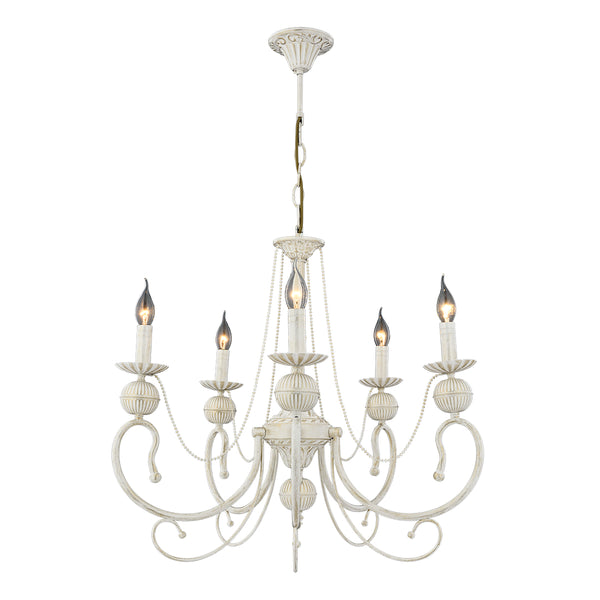 Lustra HubRom, KASGAR 5005-2024-45 80x80xHmax100 cm 5xE14-40W Crem Patina Auriu