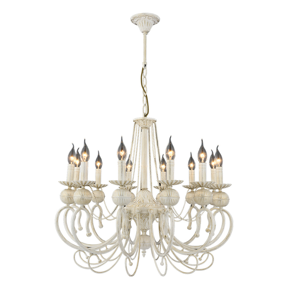 Lustra HubRom, KASGAR 5012-2024-45 90x90xHmax120 cm 12xE14-40W Crem Patina Auriu