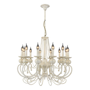 Lustra HubRom, KASGAR 5012-2024-45 90x90xHmax120 cm 12xE14-40W Crem Patina Auriu