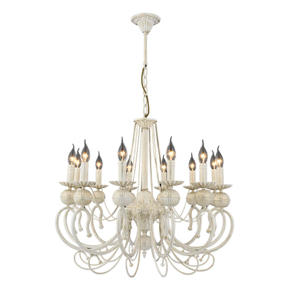 Lustra HubRom, KASGAR 5012-2024-45 90x90xHmax120 cm 12xE14-40W Crem Patina Auriu