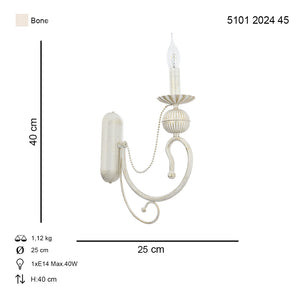 Aplica HubRom, KASGAR 5101-2024-45 25x25xHmax40 cm 1xE27-60W Crem Patina Auriu