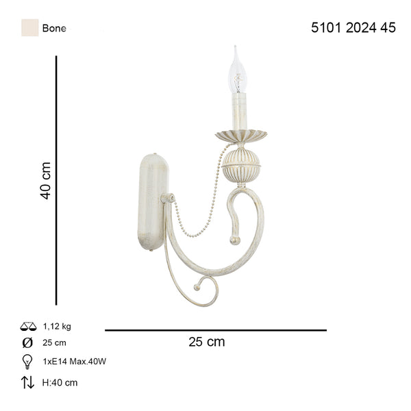 Aplica HubRom, KASGAR 5101-2024-45 25x25xHmax40 cm 1xE27-60W Crem Patina Auriu