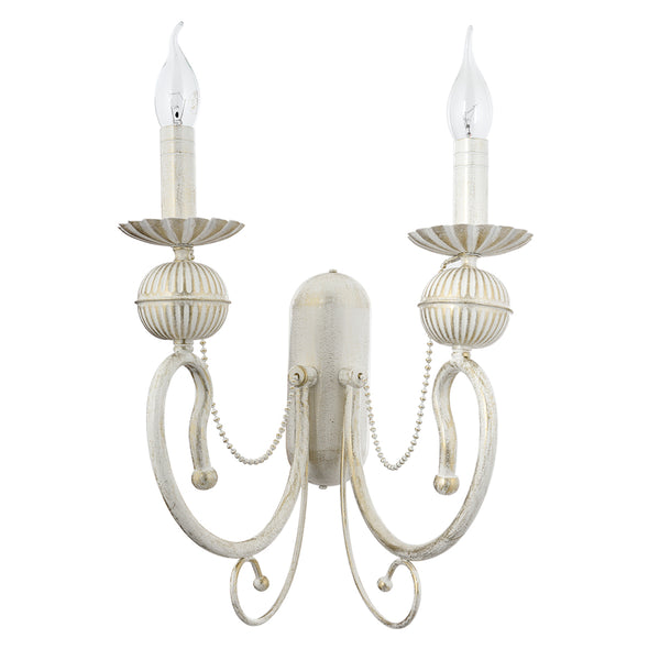 Aplica HubRom, KASGAR 5102-2024-45 35x35xHmax40 cm 2xE27-60W Crem Patina Auriu