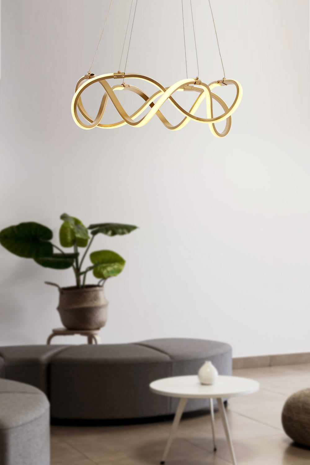 Lustra Led HubRom, BURGAZ Auriu 5002-5129-63 60x60xHmax105 cm 60 W / 3200L Lumina Calda,Rece,Neutra