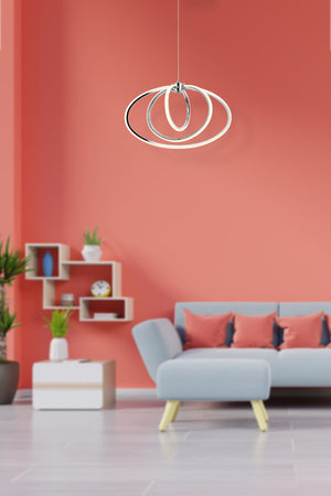 Lustra Led HubRom, VARNA Crom 5003-5086-51 40x40xHmax35-85 cm 42 W / 4000 K Lumina Calda,Rece,Neutra