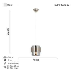 Lustra HubRom, ROZA 5001-4035-53 18x18xHmax75 cm 1xE27-60W Crom Satinat