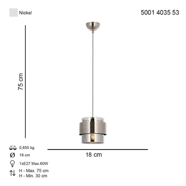 Lustra HubRom, ROZA 5001-4035-53 18x18xHmax75 cm 1xE27-60W Crom Satinat