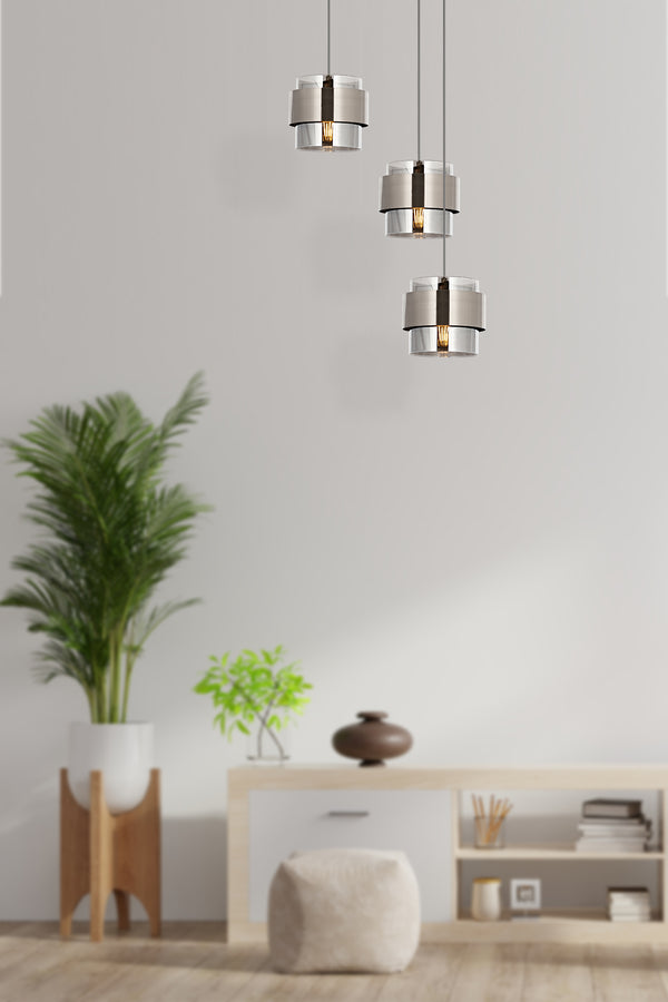 Lustra HubRom, ROZA 5503-4035-53 40x40xHmax110 cm 3xE27-60W Crom Satinat