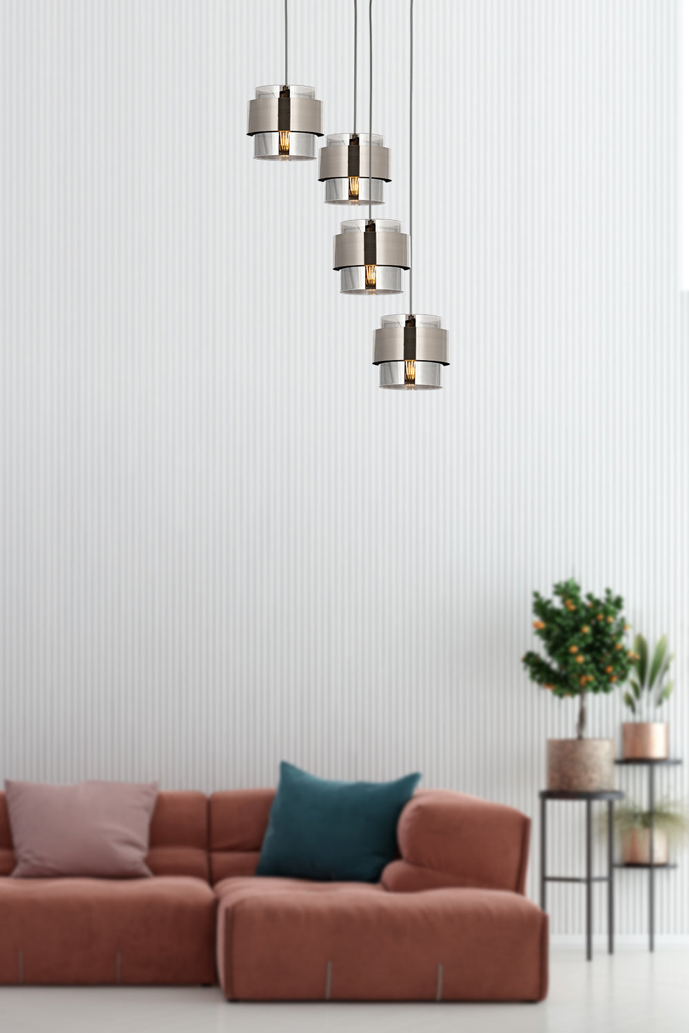 Lustra HubRom, ROZA 5504-4035-53 40x40xHmax110 cm 4xE27-60W Crom Satinat