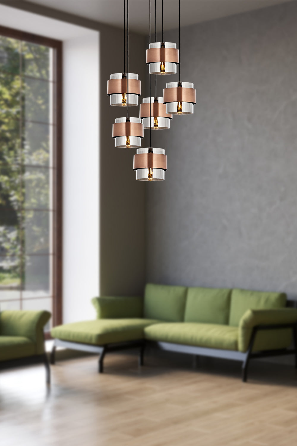 Lustra HubRom, ROZA 5506-4035-81 40x40xHmax120 cm 4xE27-60W Cupru