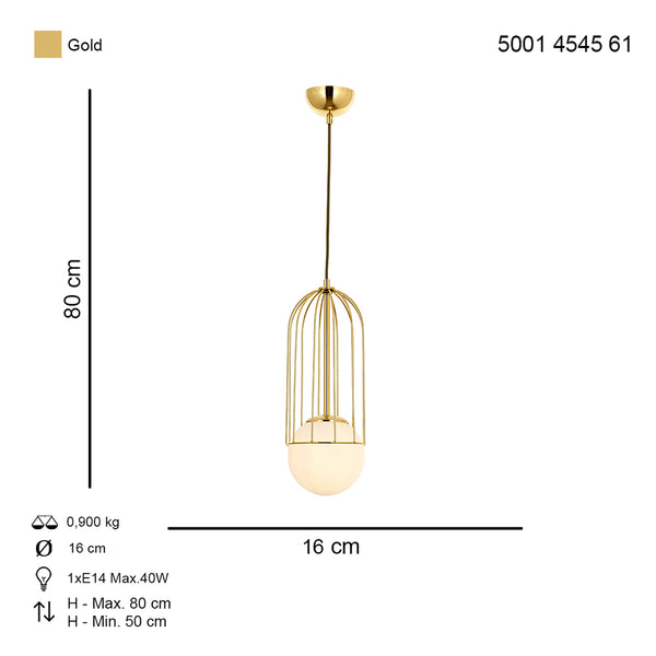 Lustra HubRom, CAPOLA 5001-4545-61 21x21xHmax40 cm 1xE27-60W Auriu