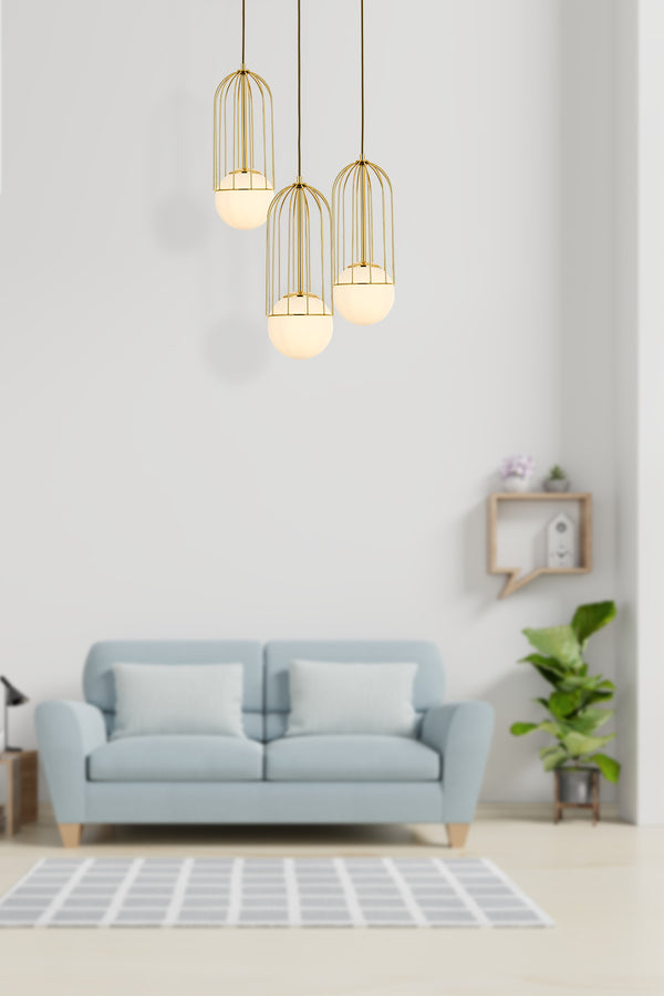 Lustra HubRom, CAPOLA 5503-4545-61 40x40xHmax120 cm 3xE27-60W Auriu