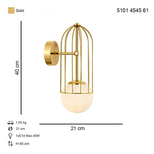 Aplica HubRom, CAPOLA 5101-4545-61 21x21xHmax21 cm 1xE27-60W Auriu