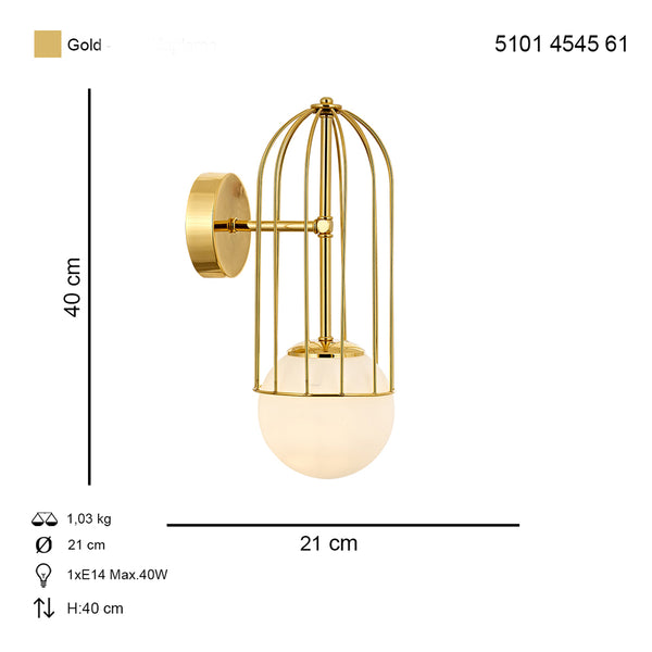Aplica HubRom, CAPOLA 5101-4545-61 21x21xHmax21 cm 1xE27-60W Auriu