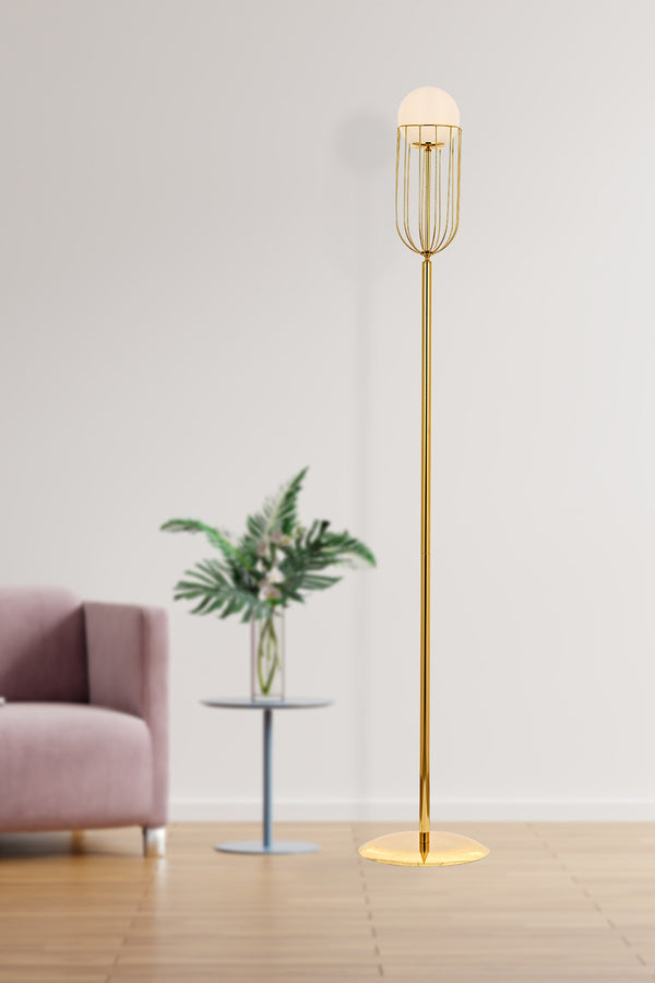 Lampadar HubRom, CAPOLA 5301-4545-61 30x30xHmax160 cm 1xE27-60W Auriu