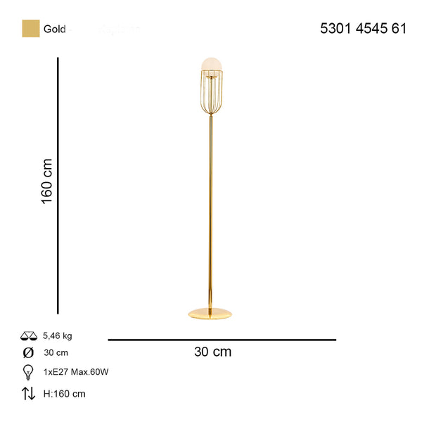 Lampadar HubRom, CAPOLA 5301-4545-61 30x30xHmax160 cm 1xE27-60W Auriu