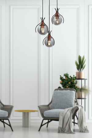 Lustra HubRom, PENCE 5503-1766-64 30x30xHmax110 cm 3xE27-60W Negru/Cupru