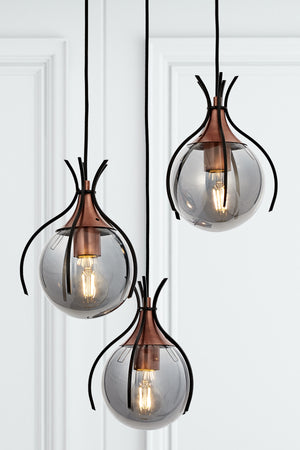 Lustra HubRom, PENCE 5503-1766-64 30x30xHmax110 cm 3xE27-60W Negru/Cupru