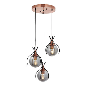 Lustra HubRom, PENCE 5503-1766-64 30x30xHmax110 cm 3xE27-60W Negru/Cupru