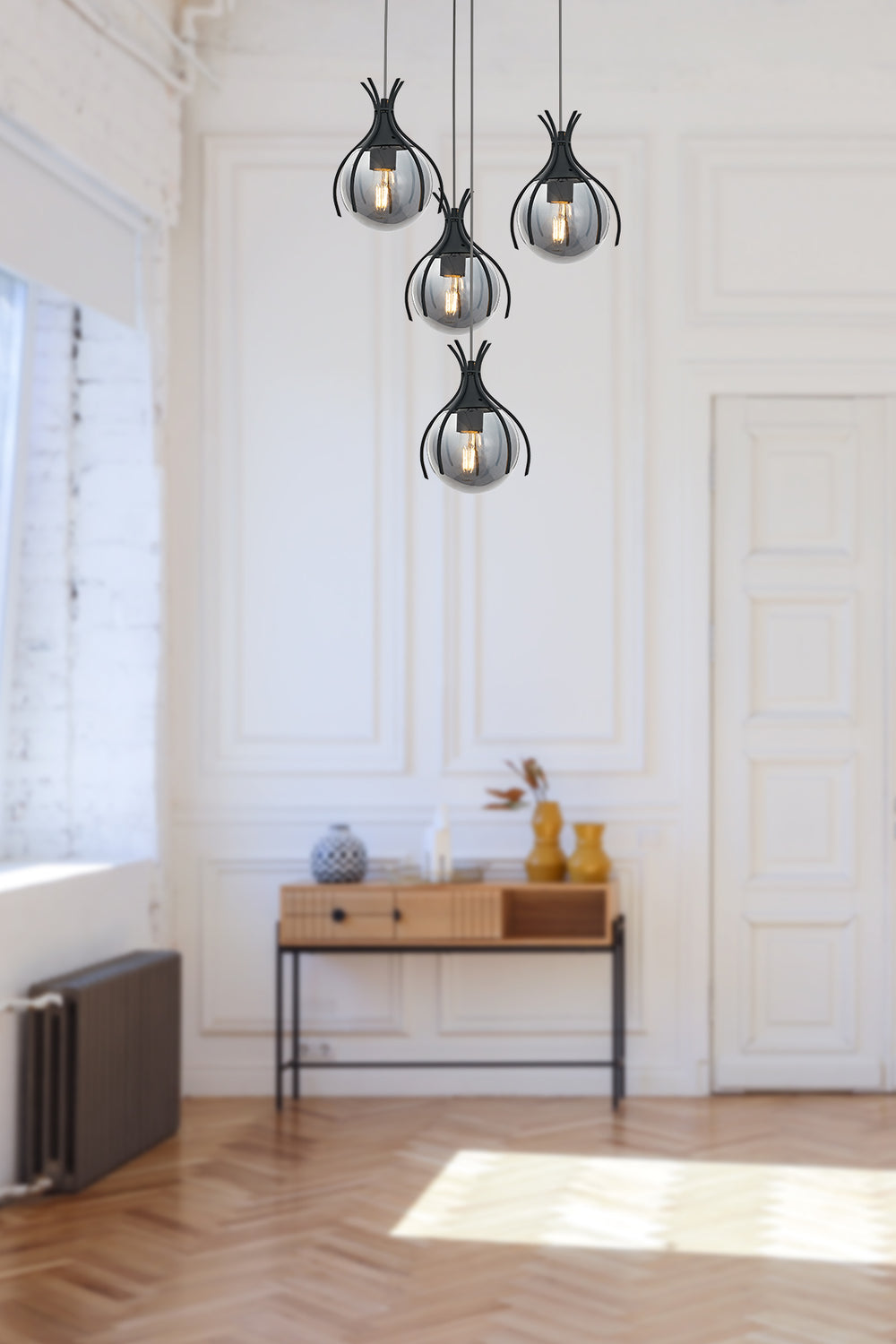 Lustra HubRom, PENCE 5504-1766-96 30x30xHmax110 cm 4xE27-60W Antracit