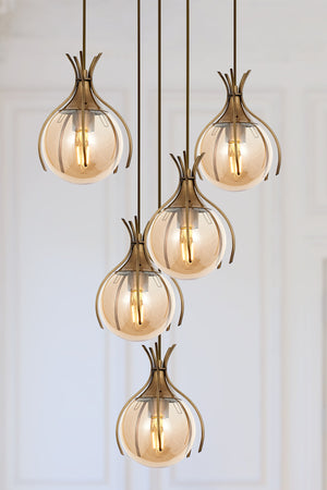 Lustra HubRom, PENCE 5505-1766-52 40x40xHmax120 cm 5xE27-60W Antiq