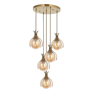 Lustra HubRom, PENCE 5505-1766-52 40x40xHmax120 cm 5xE27-60W Antiq