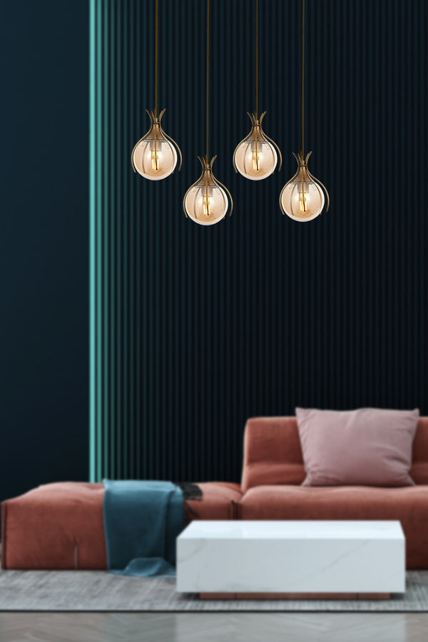 Lustra HubRom, PENCE 5404-1766-52 65x65xHmax110 cm 4xE27-60W Antiq