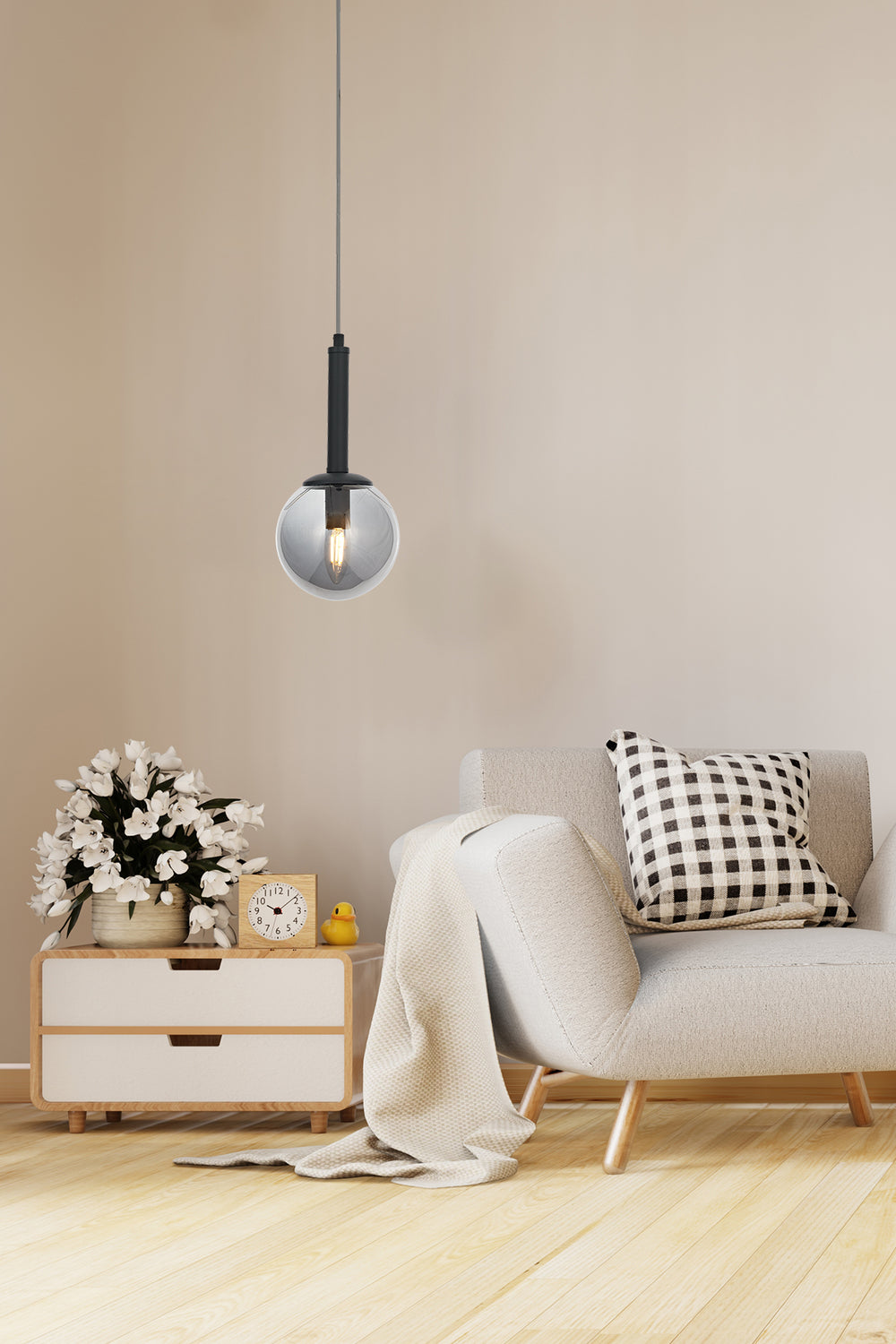 Lustra HubRom, HELYUM 5001-4521-96 16x16xHmax75 cm 1xE14-40W Antracit