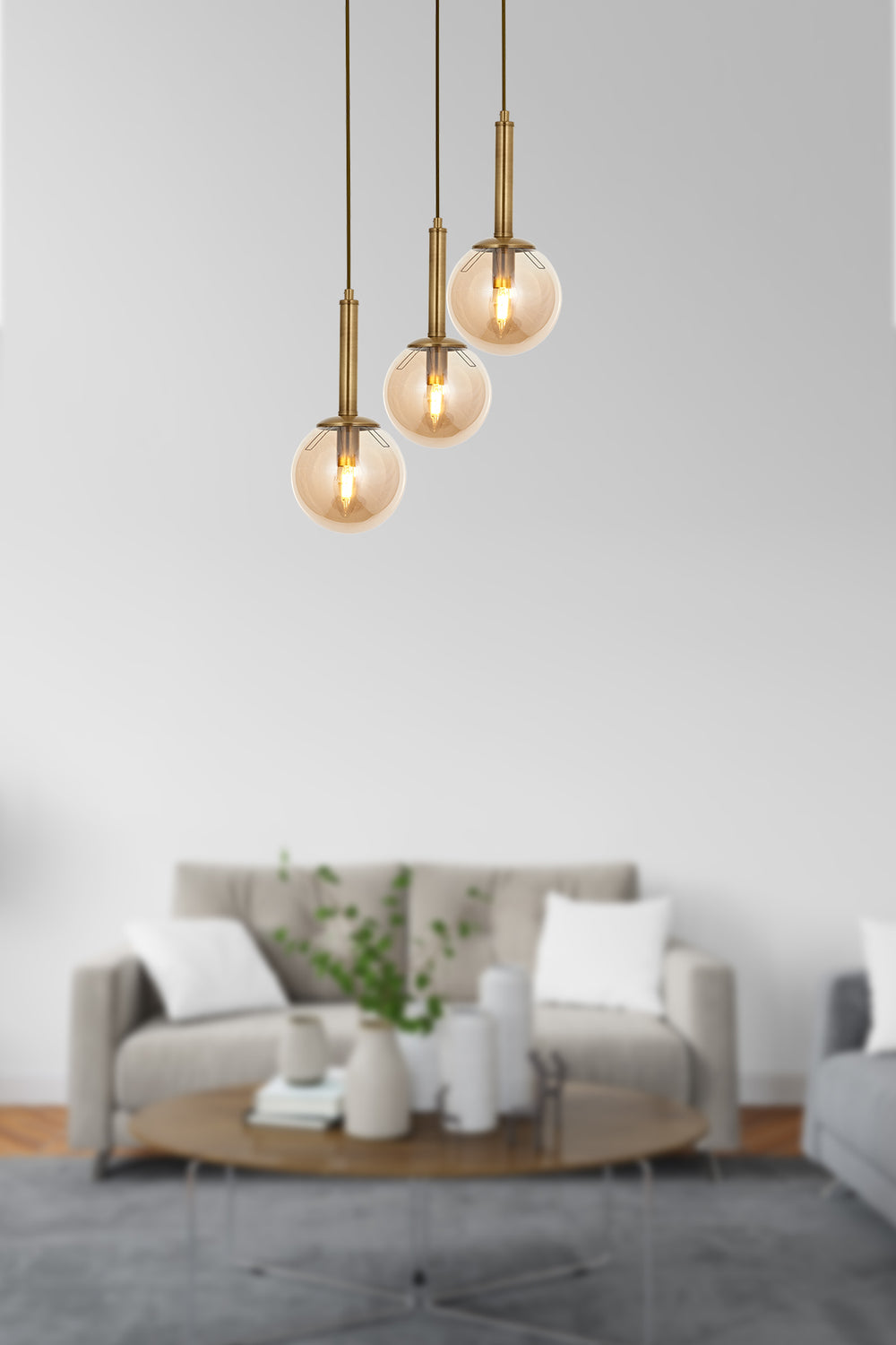 Lustra HubRom, HELYUM 5503-4521-52 30x30xHmax110 cm 3xE14-40W Antiq