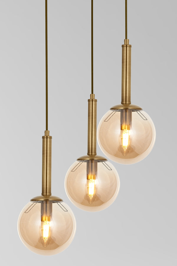 Lustra HubRom, HELYUM 5503-4521-52 30x30xHmax110 cm 3xE14-40W Antiq