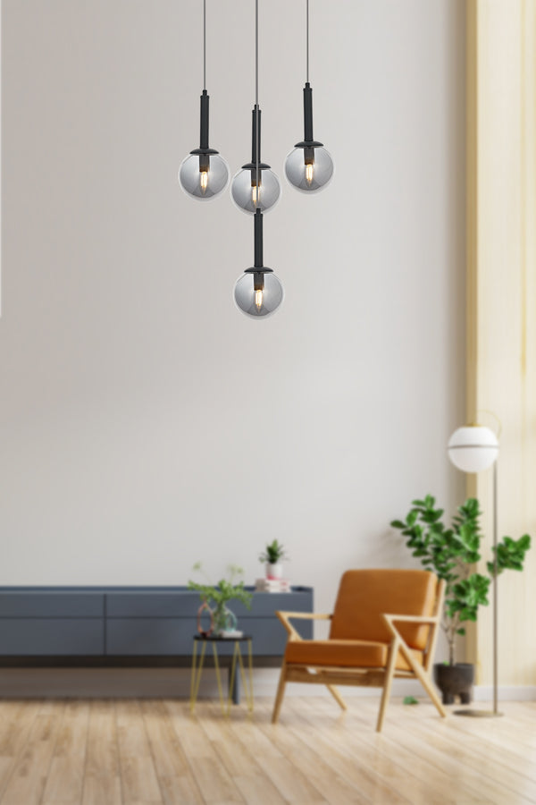 Lustra HubRom, HELYUM 5504-4521-96 30x30xHmax110 cm 4xE14-40W Antracit