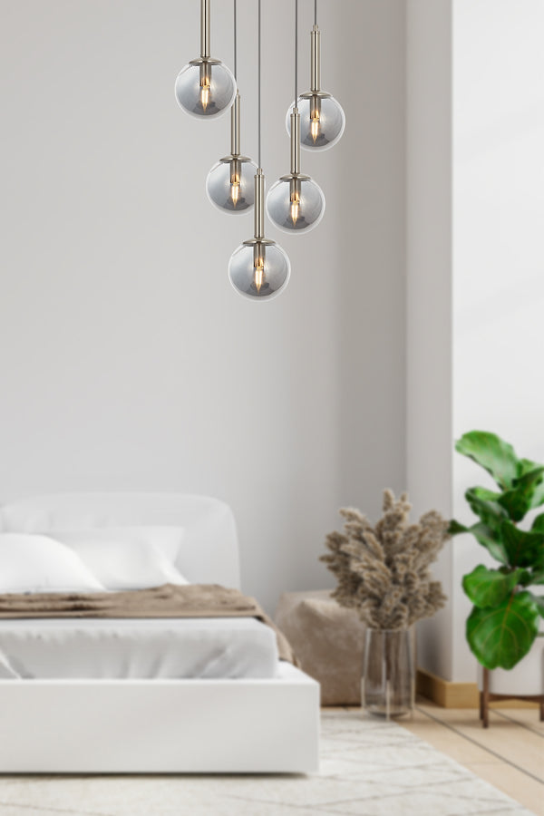 Lustra HubRom, HELYUM 5505-4521-53 40x40xHmax120 cm 4xE14-40W Crom Satinat