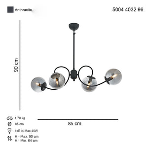 Lustra HubRom, MARAL 5004-4032-96 85x85xHmax90 cm 4xE14-40W Antracit