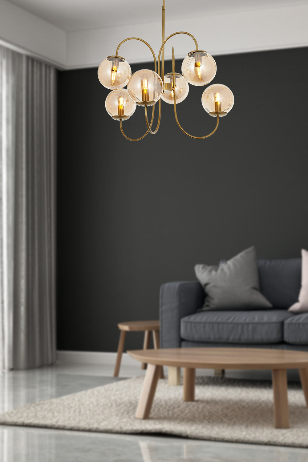 Lustra HubRom, SINIR 5006-8080-52 65x65xHmax95 cm 6xE14-40W Antiq