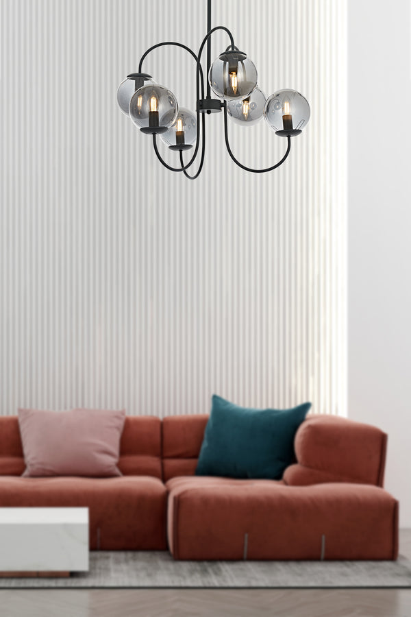 Lustra HubRom, SINIR 5006-8080-96 65x65xHmax95 cm 6xE14-40W Antracit