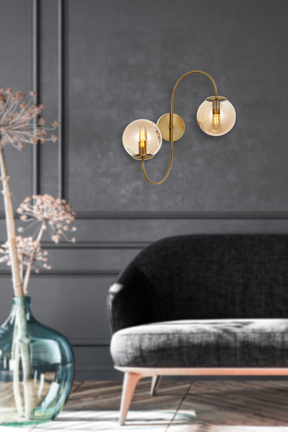 Aplica HubRom, SINIR 5102-8080-52 28x28xHmax45 cm 2xE14-40W Antiq