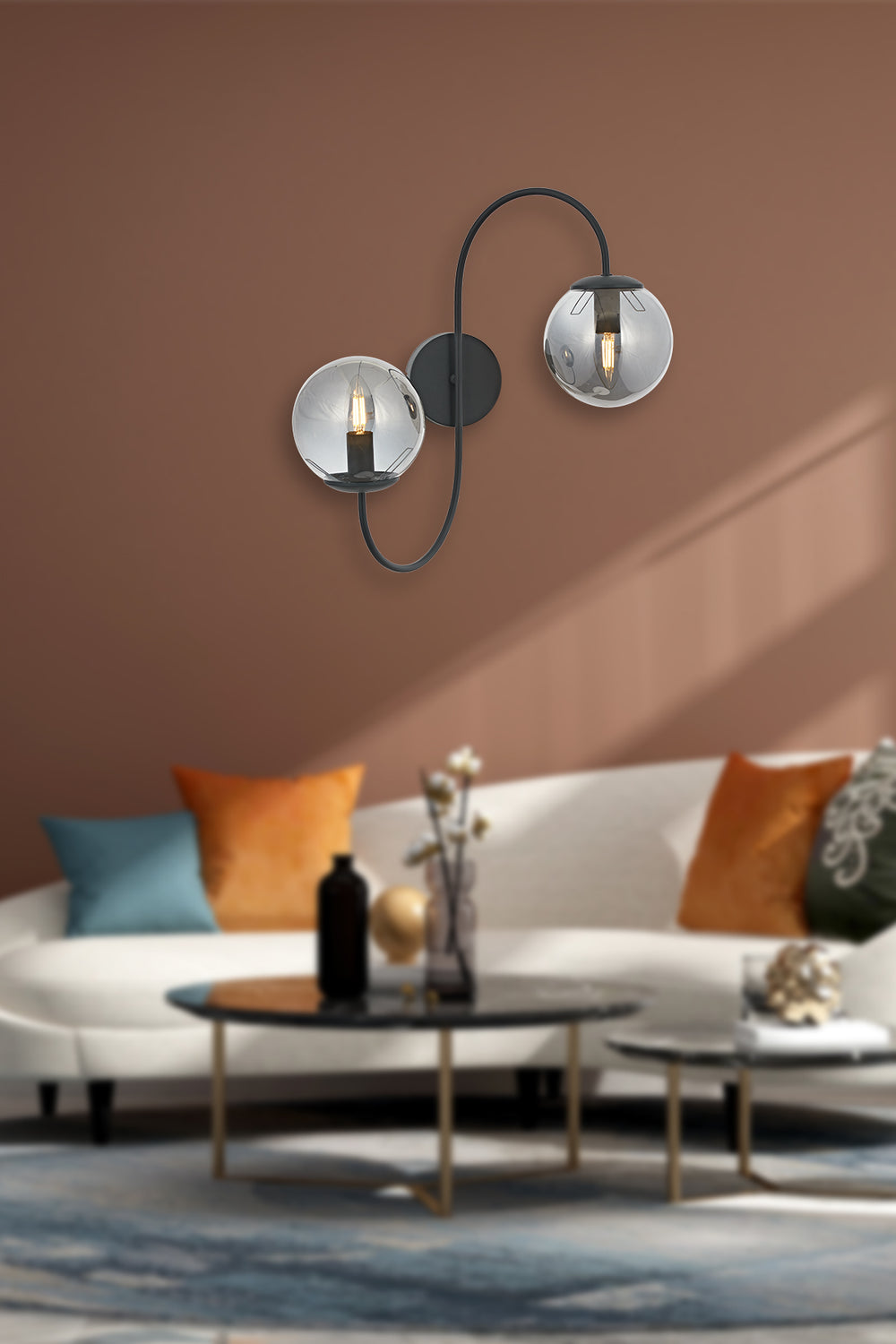 Aplica HubRom, SINIR 5102-8080-96 28x28xHmax45 cm 2xE14-40W Antracit