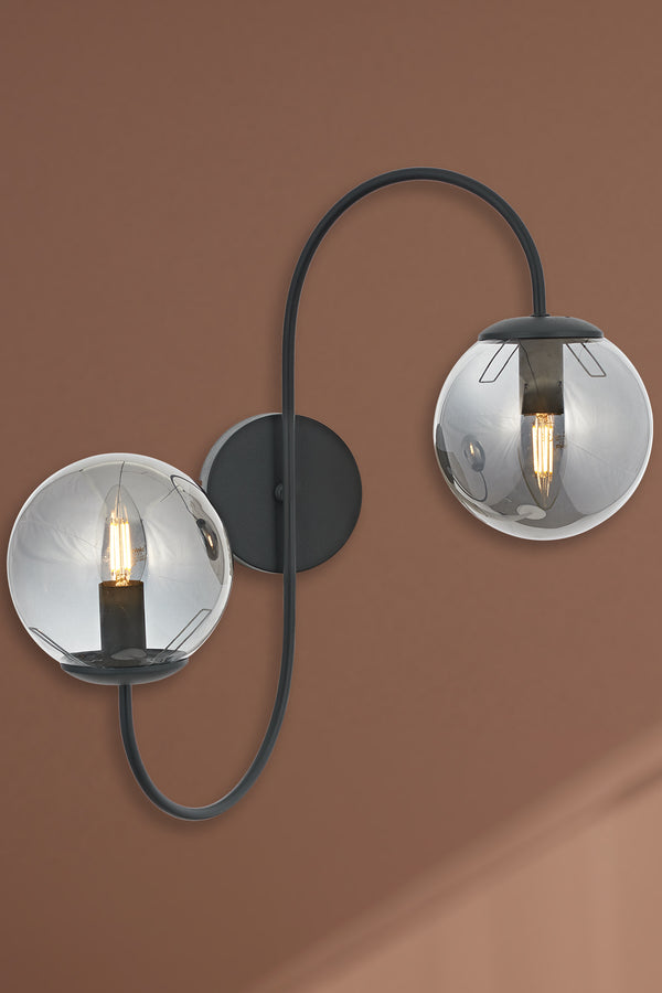 Aplica HubRom, SINIR 5102-8080-96 28x28xHmax45 cm 2xE14-40W Antracit