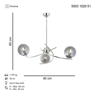 Lustra HubRom, ZULAY 5003-1020-51 80x80xHmax60 cm 3xE27-60W Crom