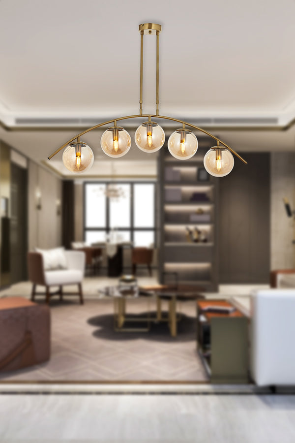 Lustra HubRom, OZEN 5405-2201-52 95x95xHmax80 cm 5xE14-40W Antiq