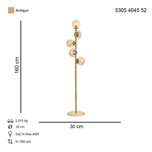 Lampadar HubRom, Z LAM 5305-4045-52 30x30xHmax160 cm 5xE14-40W Antiq