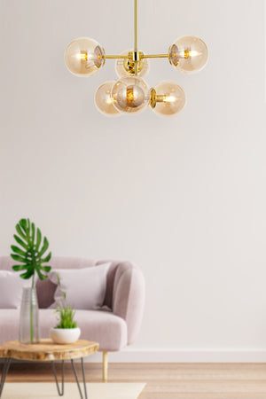 Lustra HubRom, KOST 5006-2204-61 55x55xHmax100 cm 6xE27-60W Auriu