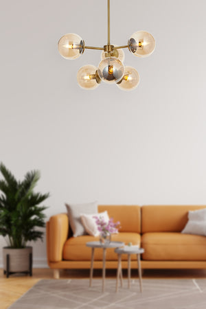 Lustra HubRom, KOST 5006-2204-52 55x55xHmax100 cm 6xE27-60W Antiq