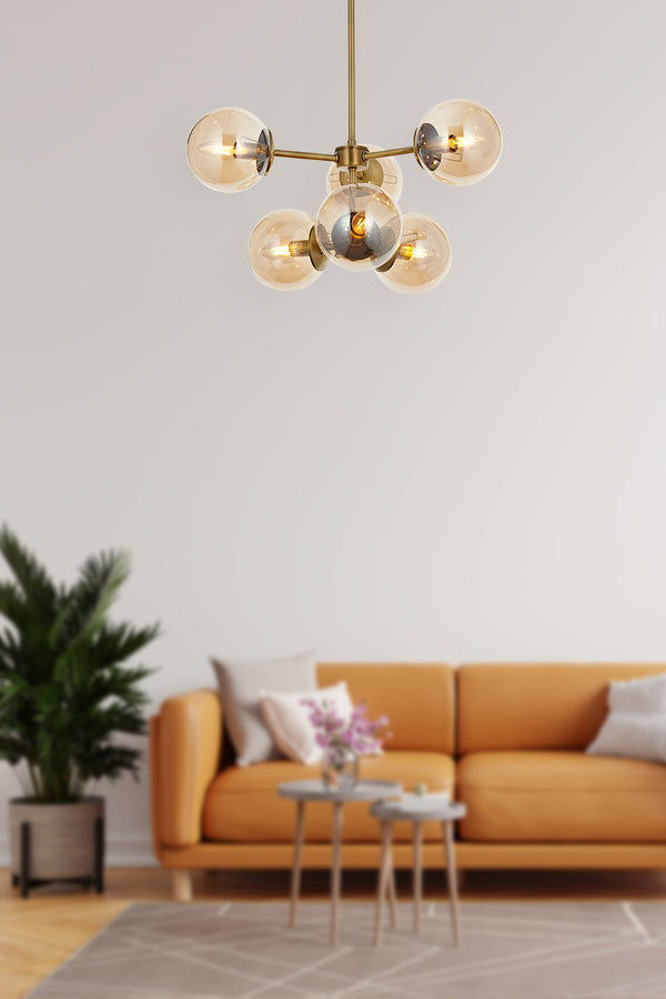 Lustra HubRom, KOST 5006-2204-52 55x55xHmax100 cm 6xE27-60W Antiq