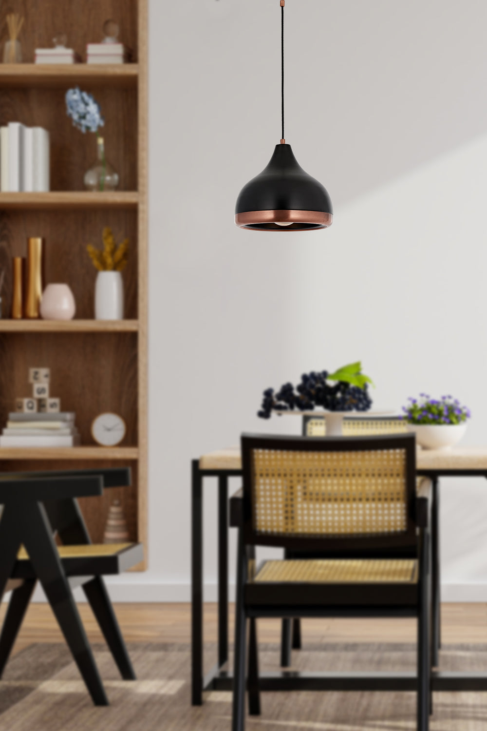 Lustra HubRom, DELIGHT 5001-4556-64 28x28xHmax80 cm 1xE27-60W Negru/Cupru