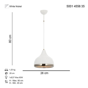 Lustra HubRom, DELIGHT 5001-4556-35 28x28xHmax80 cm 1xE27-60W Alb/Crom Satinat