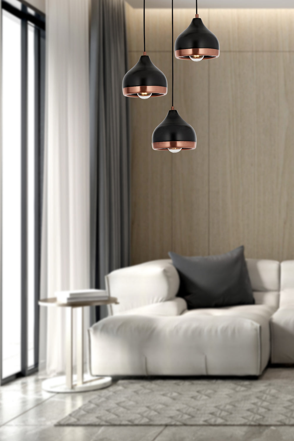 Lustra HubRom, DELIGHT 5503-4556-64 30x30xHmax90 cm 3xE27-60W Negru/Cupru