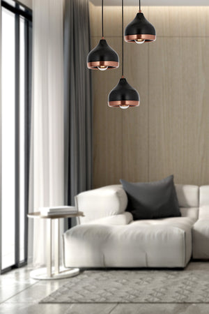 Lustra HubRom, DELIGHT 5503-4556-64 30x30xHmax90 cm 3xE27-60W Negru/Cupru