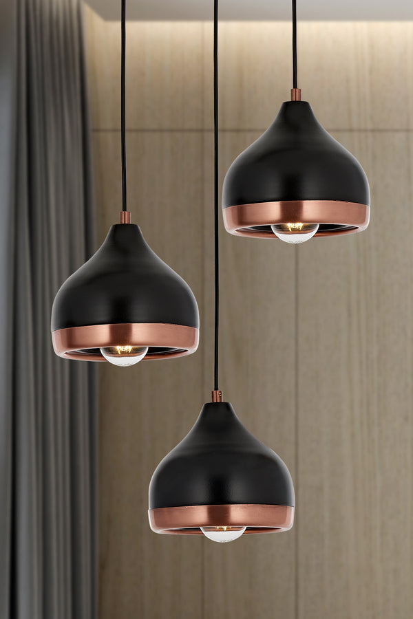 Lustra HubRom, DELIGHT 5503-4556-64 30x30xHmax90 cm 3xE27-60W Negru/Cupru