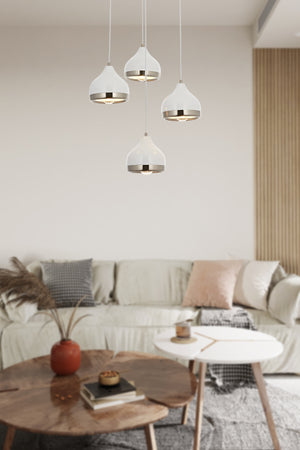 Lustra HubRom, DELIGHT 5504-4556-35 40x40xHmax100 cm 4xE27-60W Alb/Crom Satin